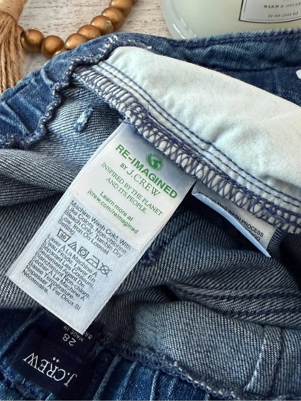 J Crew Re-Imagined Soft Flowy Elastic Waist Blue Jeans Trousers Size 28 Cotton